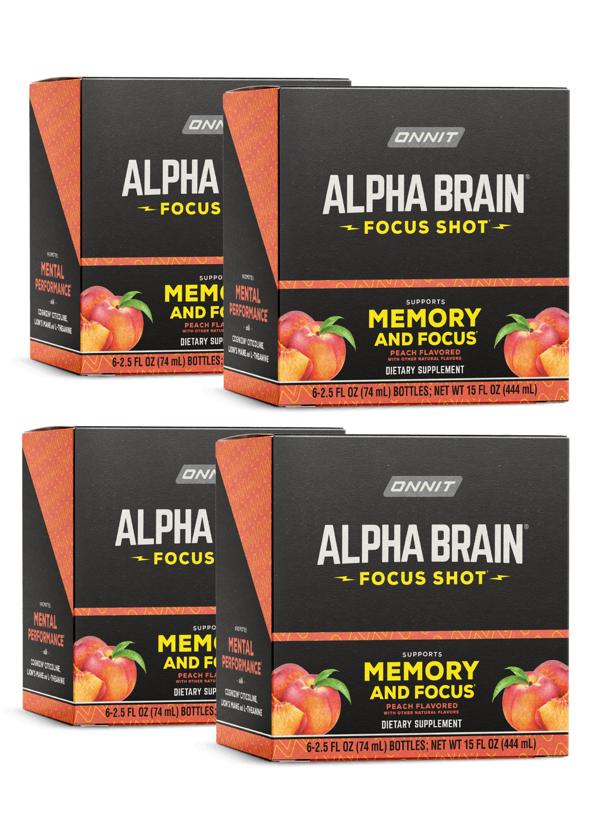 Alpha BRAIN® Focus Shot - Peach (2.5 fl oz, 24 ct)