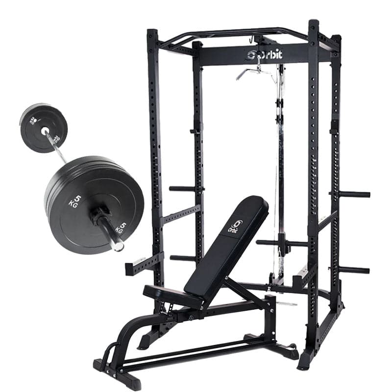 Max Power Rack Package with Bench and 80KG Bumper Package