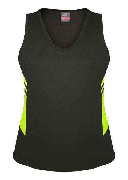 Ladies Tasman Singlet Slate/Neon Yellow